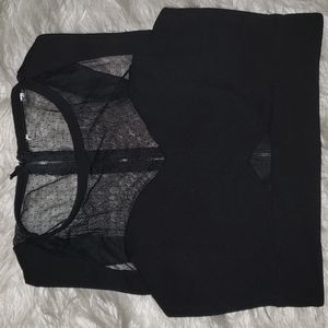 Black Stretch Mesh Crop Top - Small